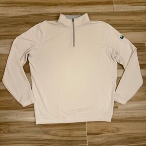 Peter Millar Mens e4 Wicking Quarter Zip Pullover White Stretch Size XL ERT Logo